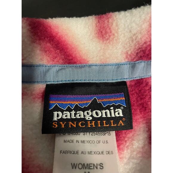 Patagonia Synchilla Fleece Pullover Womens Medium Pink Tie Dye Snap T Jacket - Picture 4 of 9